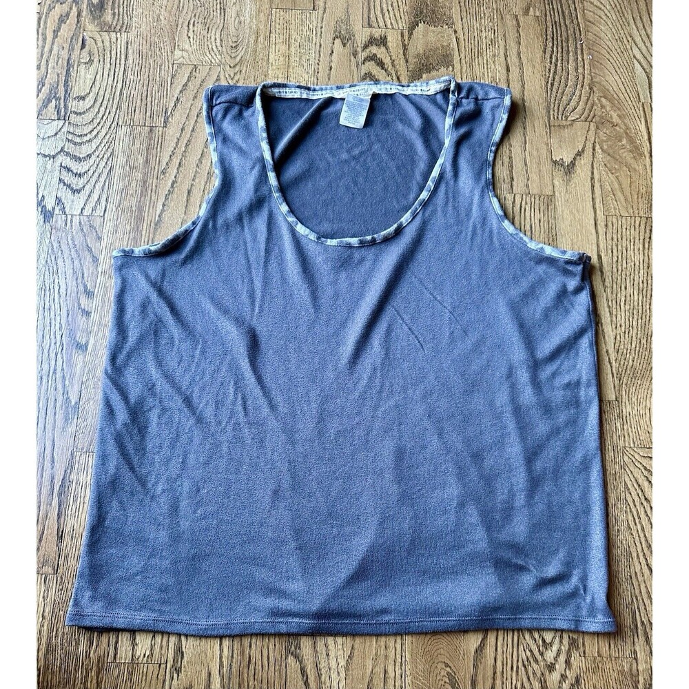 Lucky Brand Women's Soft Feel Tank 2XL Grey Animal Print Accent Soft Cozy EUC